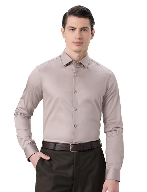Symbol Premium Men's Slim Fit Satin Formal/Dress Shirt | 100% Cotton | Soft & Lustrous Finish | Available in Plus Sizes